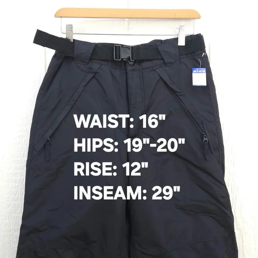 VTG Columbia Boy's S Black Insulated Ski Snow Pants Nylon Cargo Y2K Gorpcore NOS